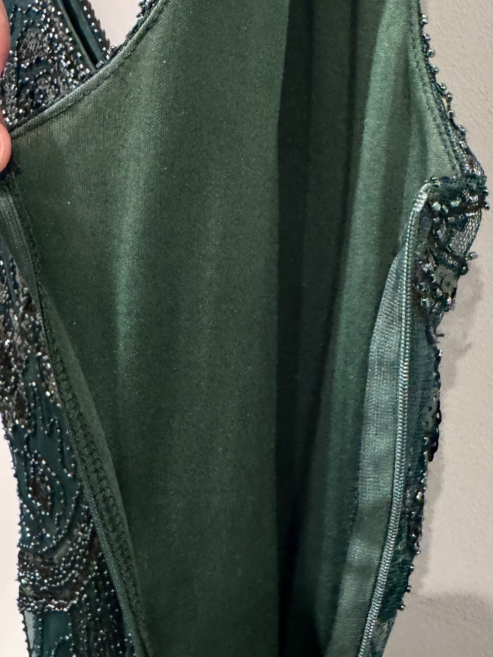 Women’s Green Beaded Sequin Fringe Sleeveless Vintage Inspired Dress Size L NWOT - Picture 11 of 13